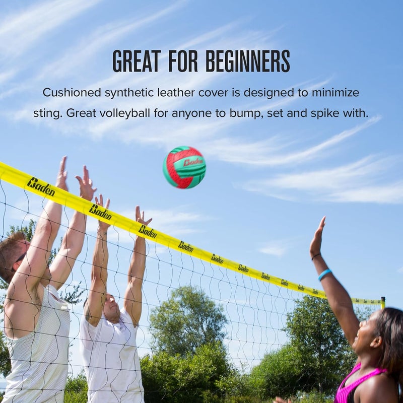 Baden | Fun Design | Official Size & Weight Indoor & Outdoor Volleyball | Bright & Beachy! Soft Touch Synthetic Leather, Durable Stitching |All Ages & Skill Levels - Image 3